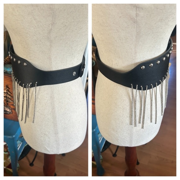 DOLLS KILL Black Studded Fringe Belt - Picture 4 of 8